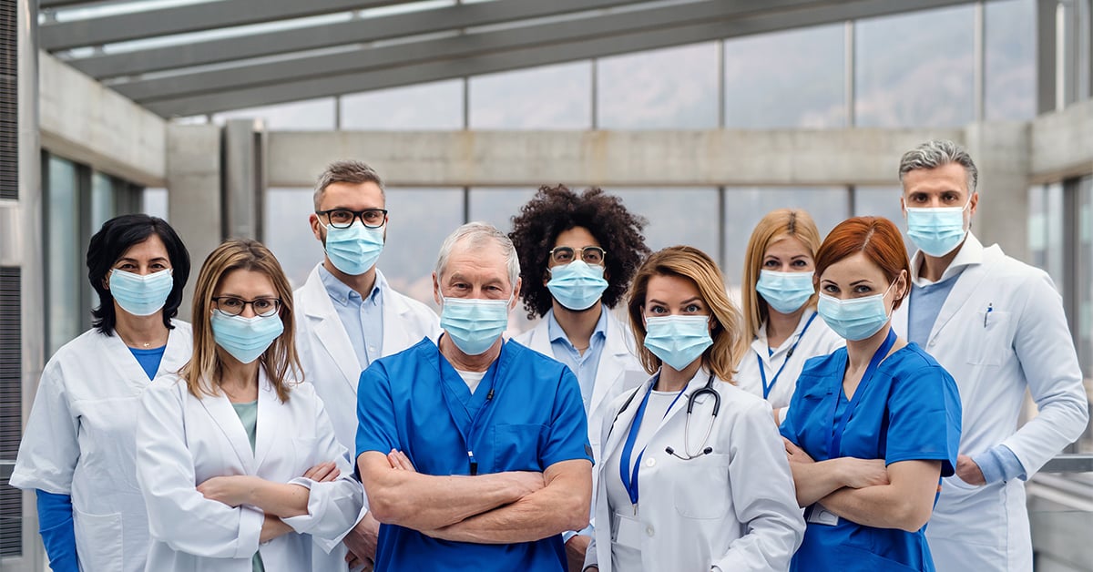 Healthcare workers with masks on