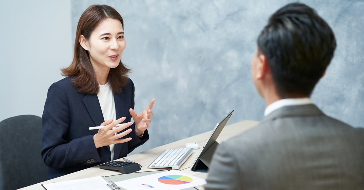 Business woman providing overview