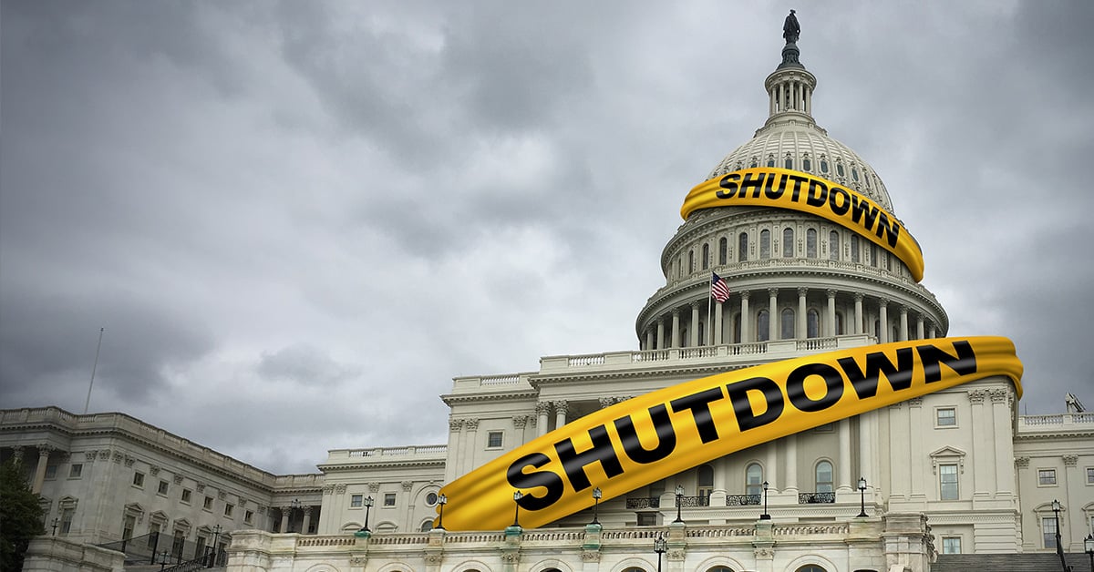Capitol Building with tape showing a shutdown